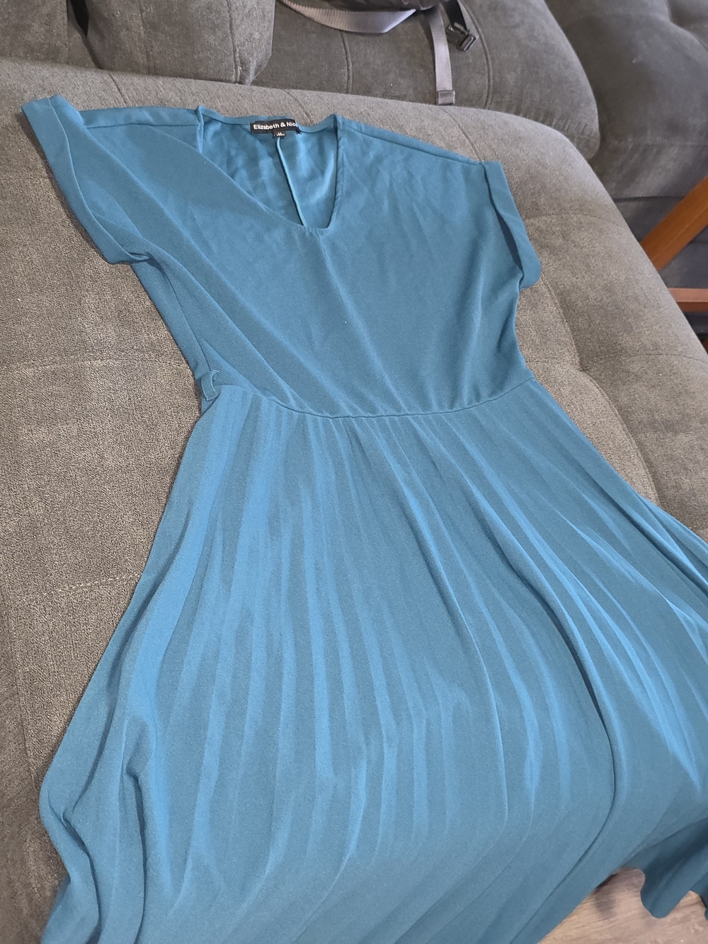 Teal Pleated Midi Dress